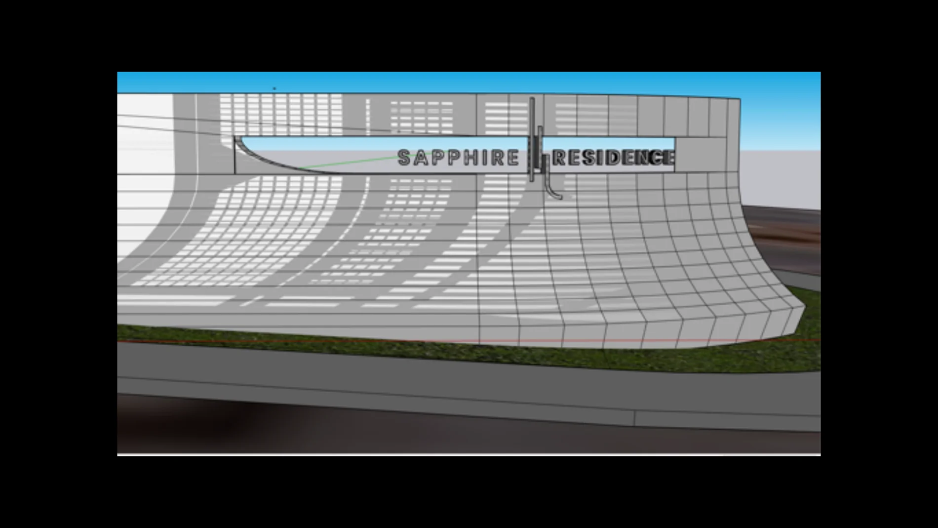 Wireframe development of the curved entrance form