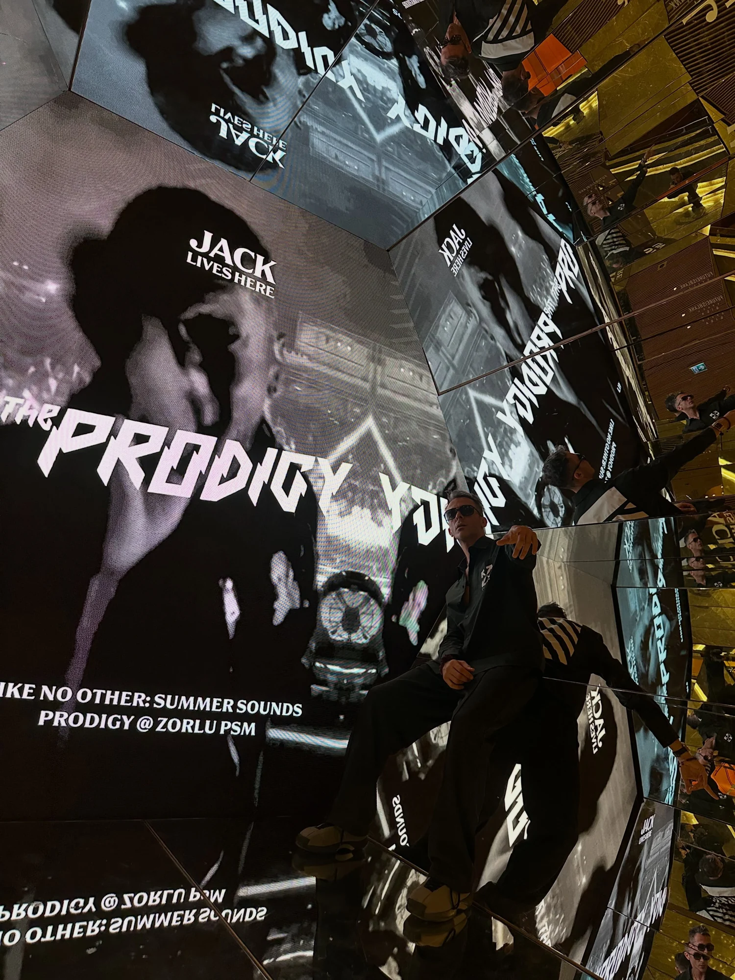 Tamer Nakışçı inside Space Giga with The Prodigy and Jack Lives Here projections